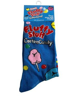 Cotton Candy Crew Socks Blue Pink Novelty Food One Size NWT